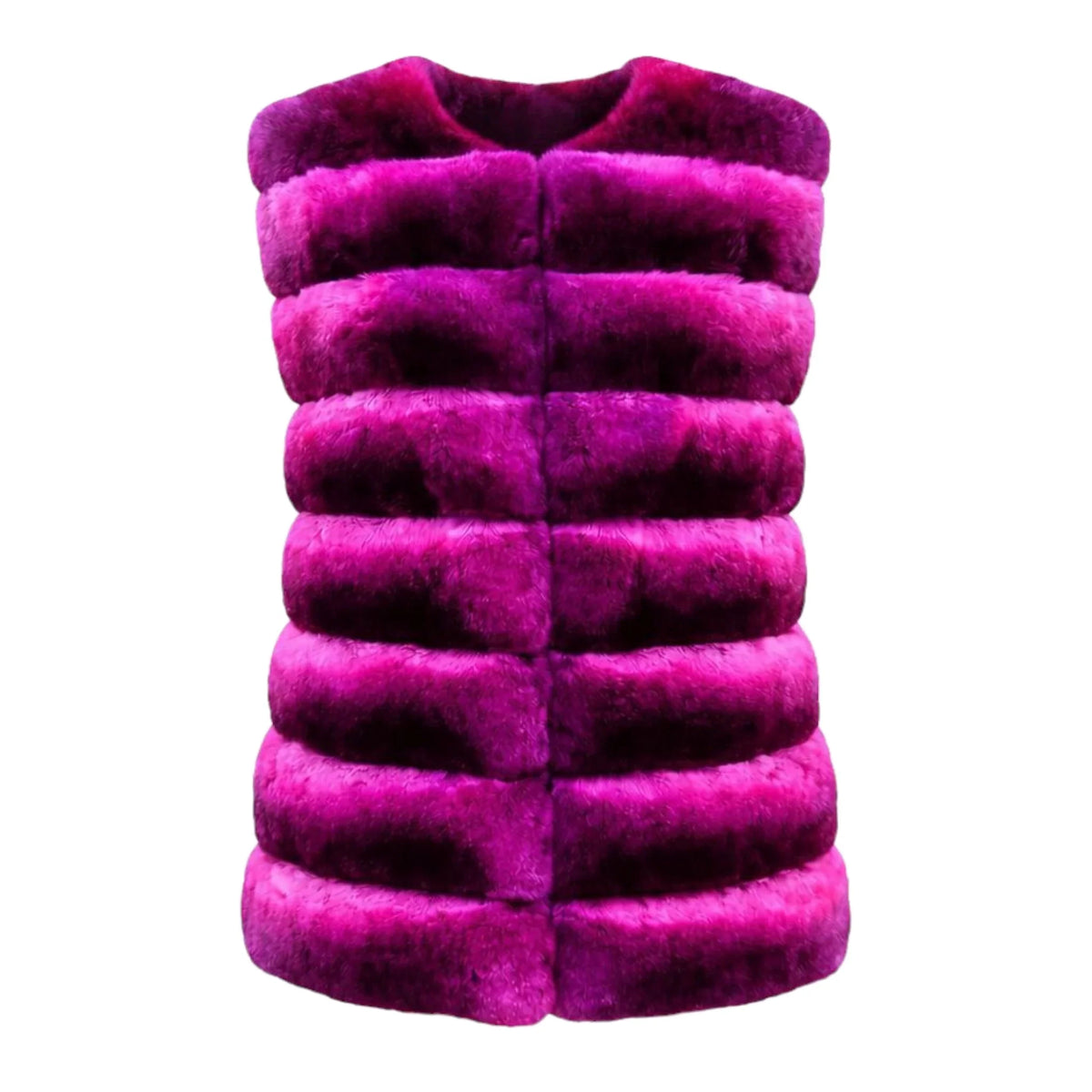 Collarless Waist Length Chinchilla Vest