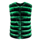 Collarless Waist Length Chinchilla Vest