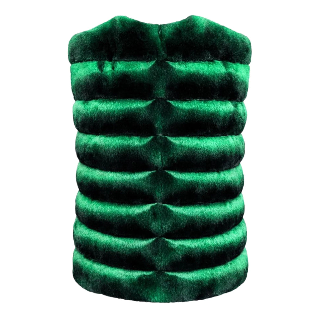 Collarless Waist Length Chinchilla Vest