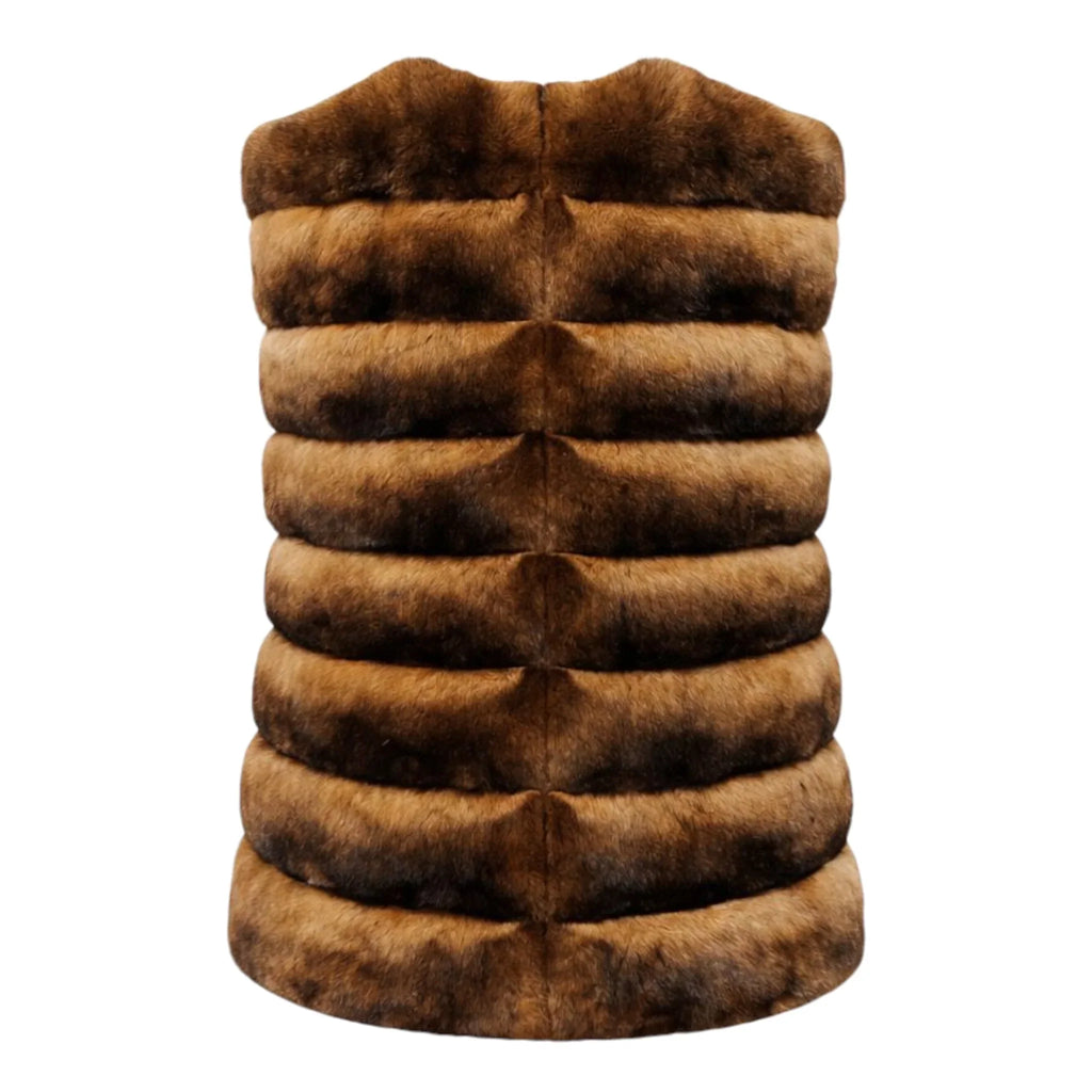 Collarless Waist Length Chinchilla Vest