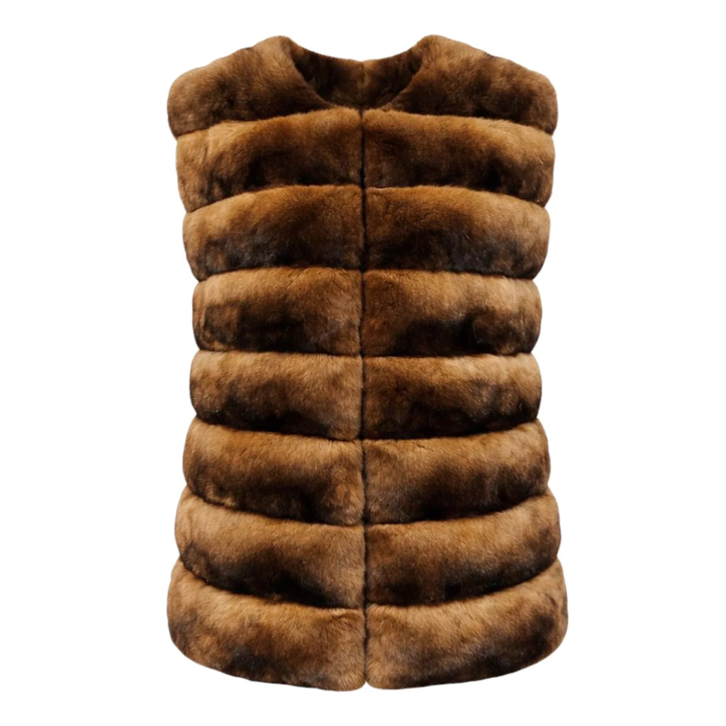 Collarless Waist Length Chinchilla Vest