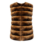 Collarless Waist Length Chinchilla Vest