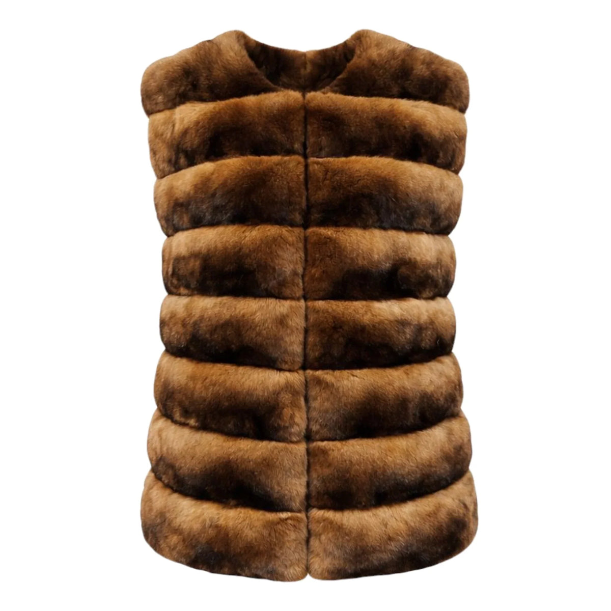 Collarless Waist Length Chinchilla Vest