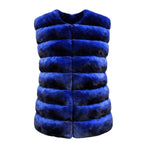 Collarless Waist Length Chinchilla Vest