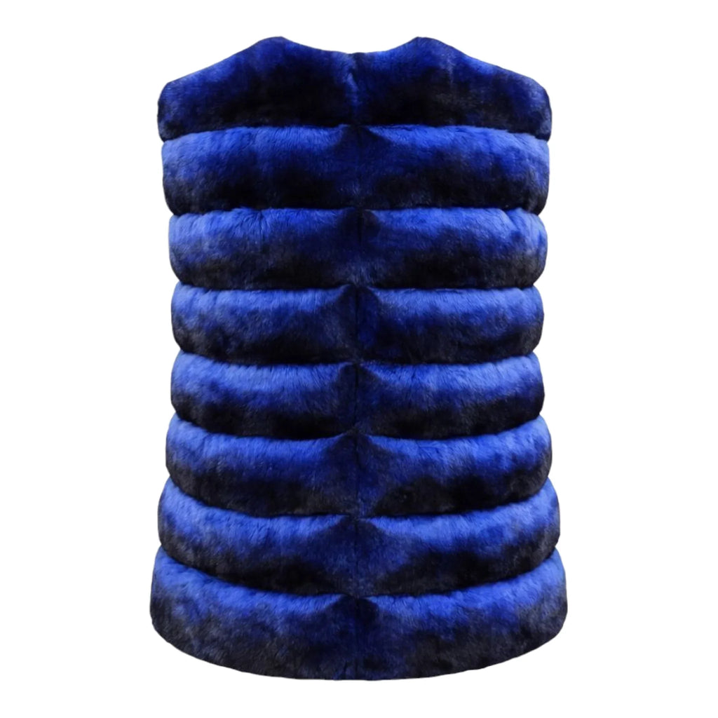 Collarless Waist Length Chinchilla Vest