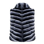 Waist Length Chinchilla Vest with Collar