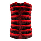 Collarless Waist Length Chinchilla Vest