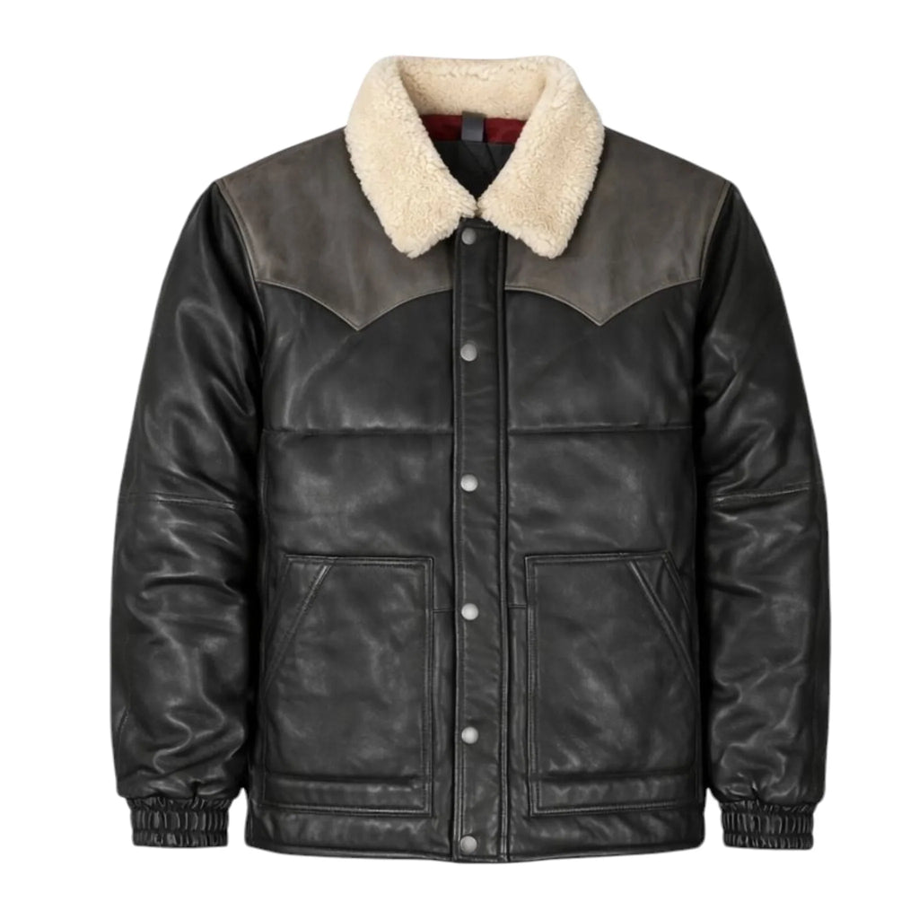 Aviator Bubble Leather Jacket
