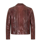 Red Biker Style Full Skin Python Jacket with Spikes