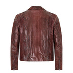 Red Biker Style Full Skin Python Jacket with Spikes