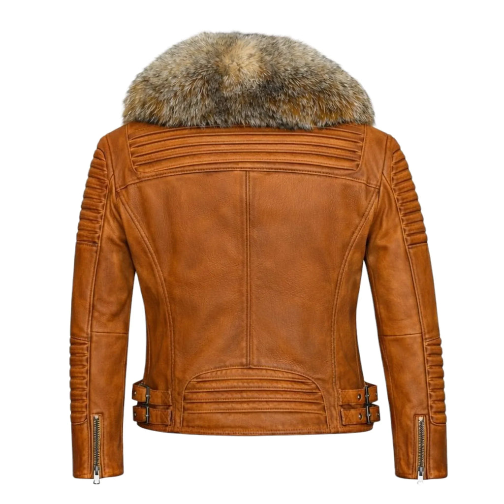 Women's Moto Jacket With Fox Collar