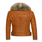 Women's Moto Jacket With Fox Collar