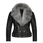 Women's Moto Jacket With Fox Collar