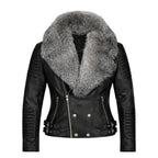 Women's Moto Jacket With Fox Collar