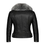 Women's Moto Jacket With Fox Collar