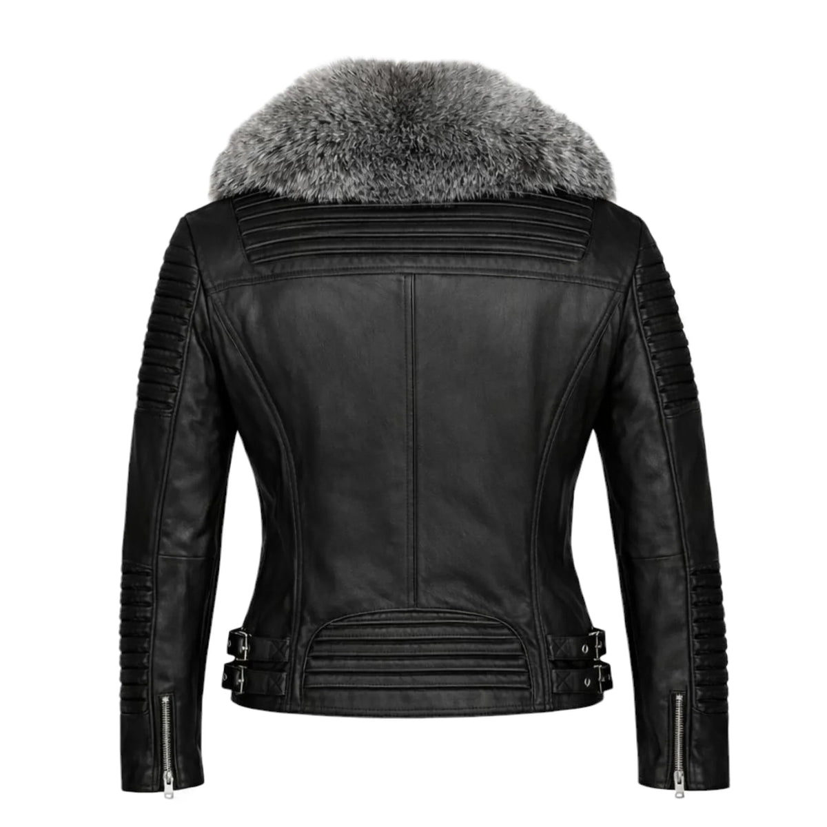 Women's Moto Jacket With Fox Collar