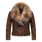 Women's Moto Jacket With Fox Collar