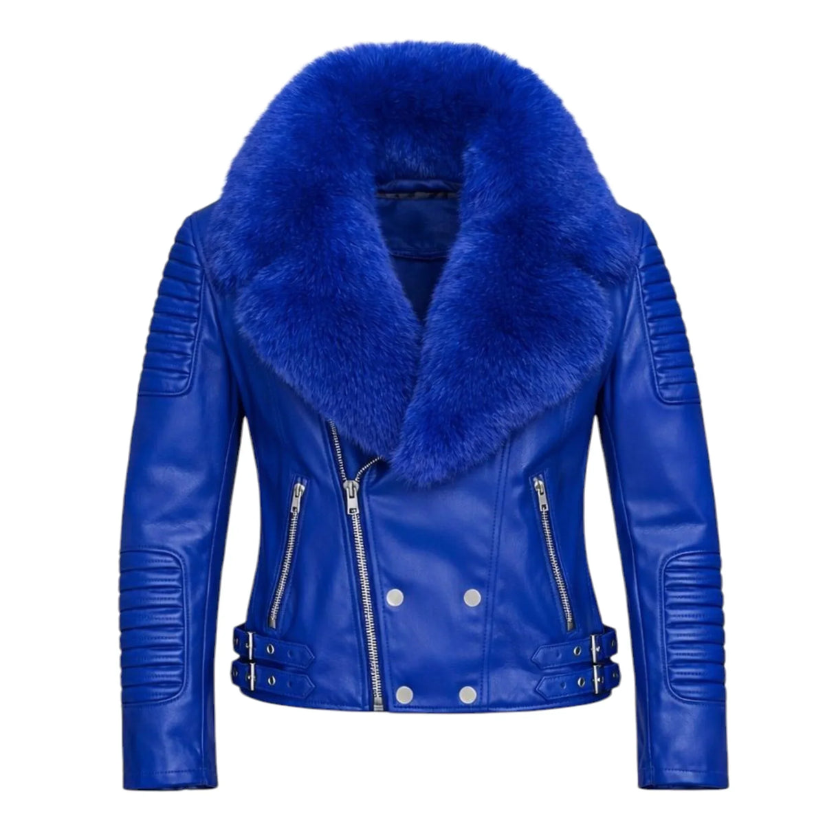 Women's Moto Jacket With Fox Collar