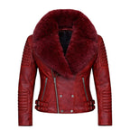 Women's Moto Jacket With Fox Collar