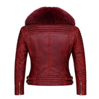 Women's Moto Jacket With Fox Collar