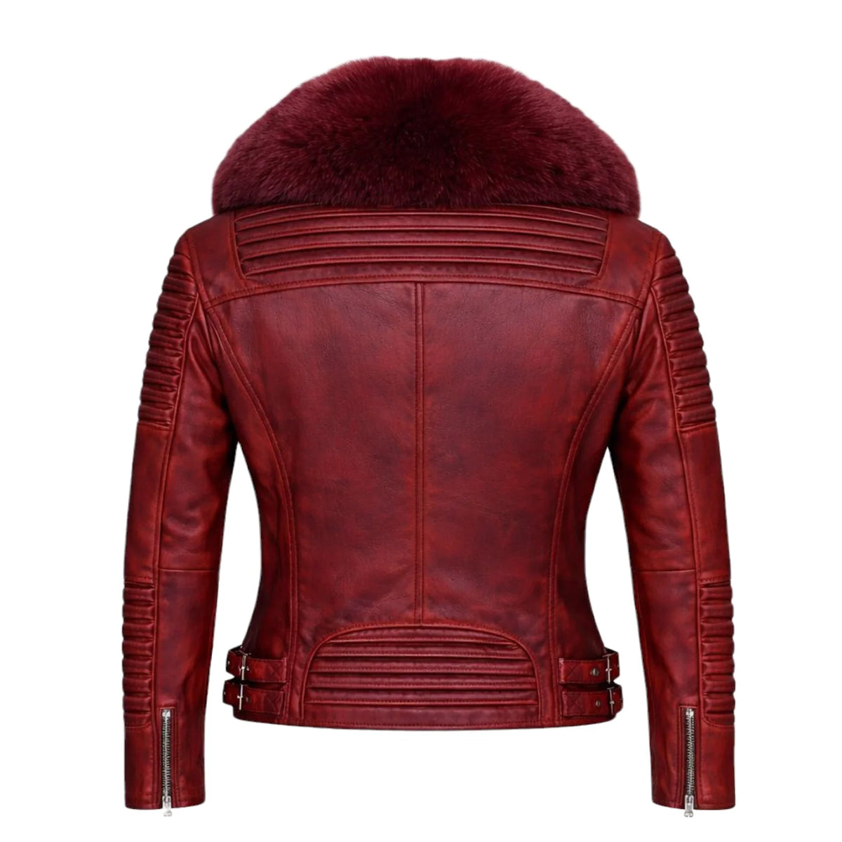 Women's Moto Jacket With Fox Collar