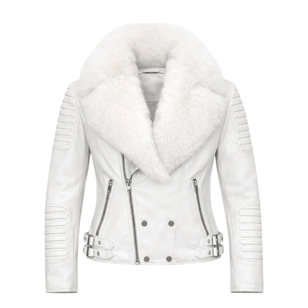 Women's Moto Jacket With Fox Collar