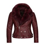 Women's Moto Jacket With Fox Collar