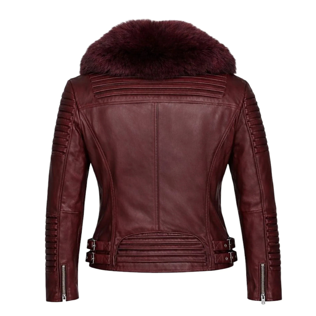 Women's Moto Jacket With Fox Collar