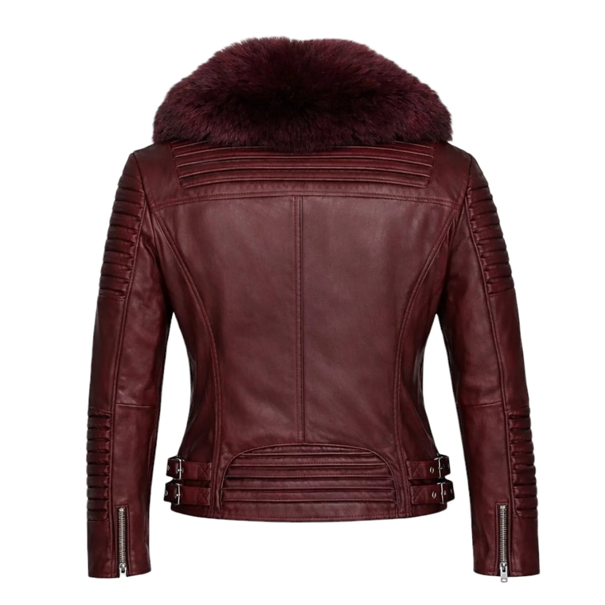 Women's Moto Jacket With Fox Collar