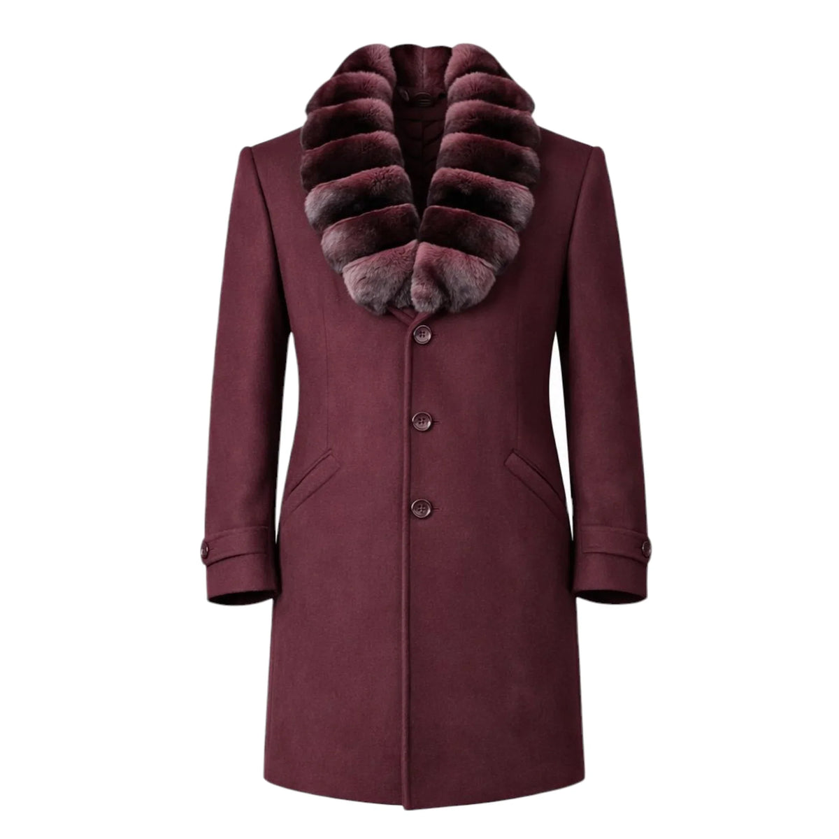 Wool Coat with Chinchilla Collar