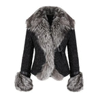 Crinkle Leather Jacket with Fox Fur Lining