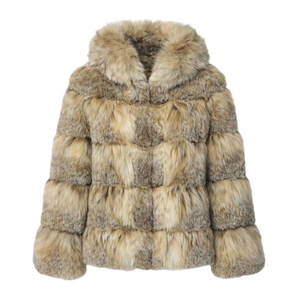 Layered Lynx Coat with Hood