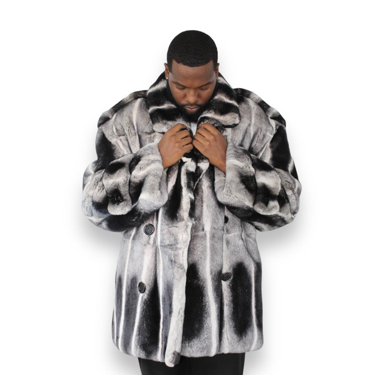 3/4 Rex Rabbit Double Breasted Coat