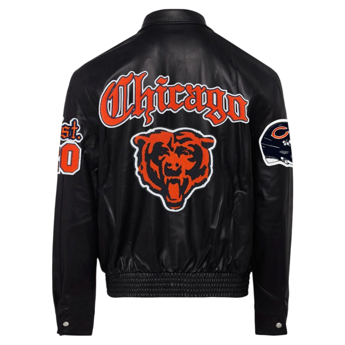 Chicago Bears Full Leather Old English Jacket Black