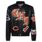 Chicago Bears Full Leather Old English Jacket Black