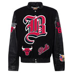 Chicago Bulls Wool & Leather Old English Varsity Jacket Black