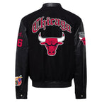 Chicago Bulls Wool & Leather Old English Varsity Jacket Black