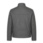 Grey Leather Jacket with Zippers