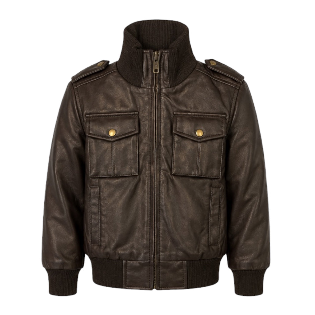 Leather Jacket with Chest Pockets