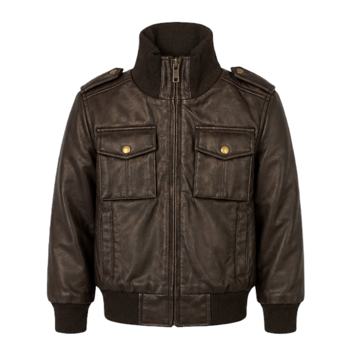 Leather Jacket with Chest Pockets