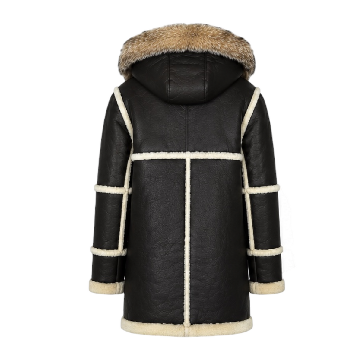 Shearling Coat with Silver Fox Hood