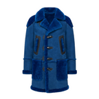 Teal Shearling Coat with Collar