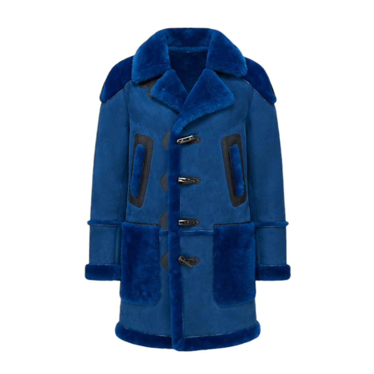 Teal Shearling Coat with Collar