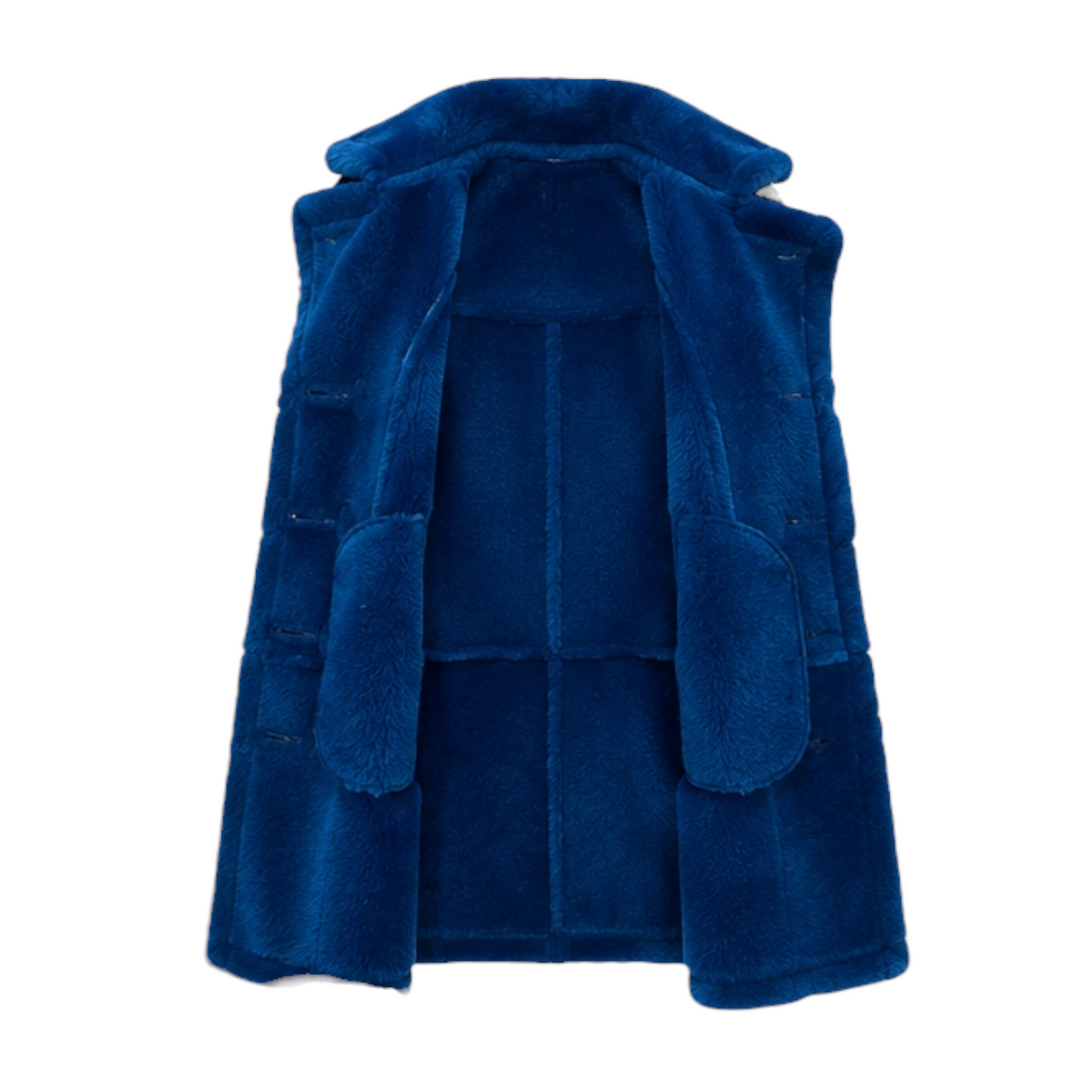 Teal Shearling Coat with Collar