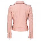 Pink Biker Style Women Fashion Leather Jacket