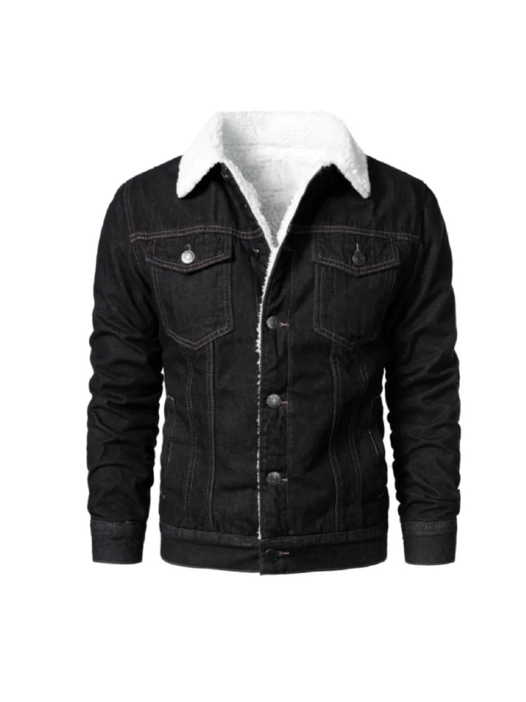 Black Denim Shearling Jacket