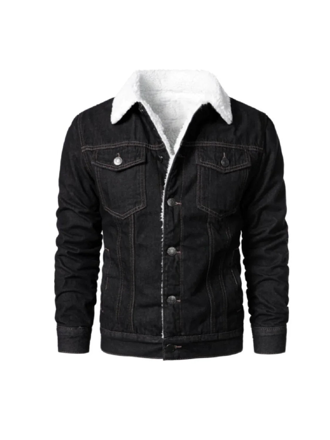 Black Denim Shearling Jacket