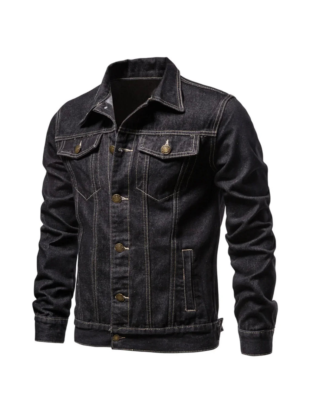 Black Denim Pocket Style Trucker Jeans Jacket