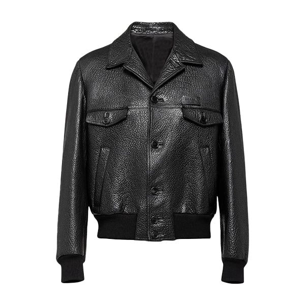 Mens Black Textured Trucker Jacket