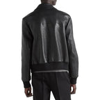 Mens Black Textured Trucker Jacket